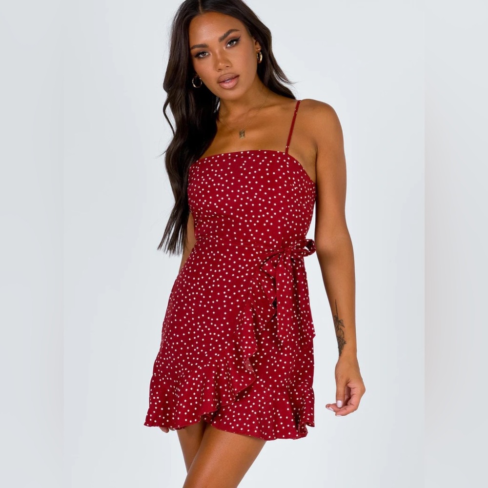 Red polka dot Princess Polly mini dress